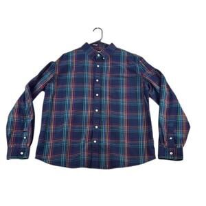 GAP Shirt Blue and Red Casual Button Down Untucked Men's Size XL